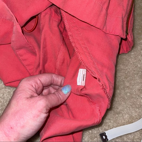 Zara Basic Pink Salmon Solid Zip Cargo Pocket Lightweight Utility Jacket Small - Picture 10 of 15